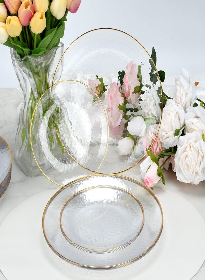 LYHLYA 60Pcs Clear Plastic Plates with Gold Rim, 30 Dinner & 30 Dessert - Image 3
