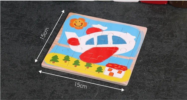 Bluejw 16 Pcs Animal Traffic Puzzle Cartoon ized Jigsaw Wooden Puzzle Montessori Toys for Child - Image 3
