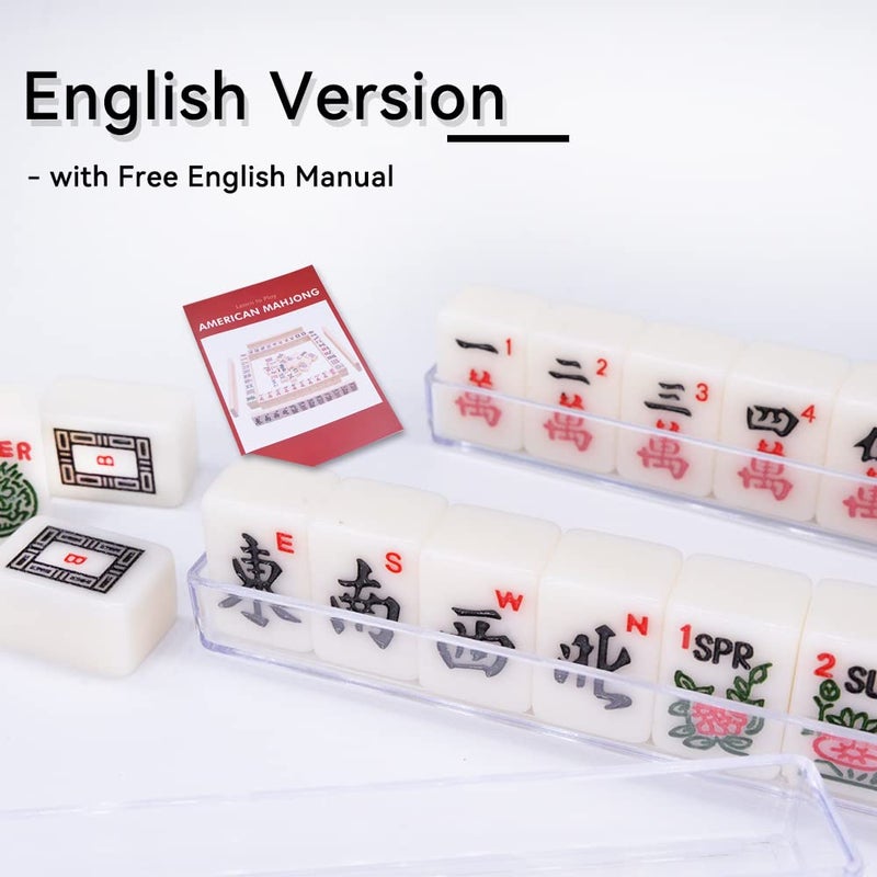 drizzle Travel Mini American Mahjong Set - 166 White Tiles Includes Jokers 0.8" White Melamine Material - with Racks Instructions and Panda Bag 2.20 Pounds - Image 2