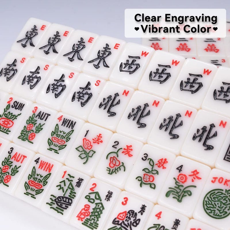 drizzle Travel Mini American Mahjong Set - 166 White Tiles Includes Jokers 0.8" White Melamine Material - with Racks Instructions and Panda Bag 2.20 Pounds - Image 4