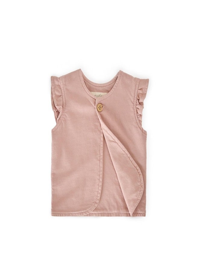 PEHR French Terry Ruffle Vest, Soft Peony | 100% Organic Cotton, Vintage-Washed French Terry, Light Layering Baby & Toddler Vest with Ruffle Sleeves | Size 2-3 T - Image 5