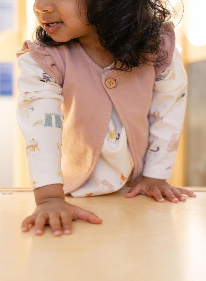 PEHR French Terry Ruffle Vest, Soft Peony | 100% Organic Cotton, Vintage-Washed French Terry, Light Layering Baby & Toddler Vest with Ruffle Sleeves | Size 2-3 T - Image 3