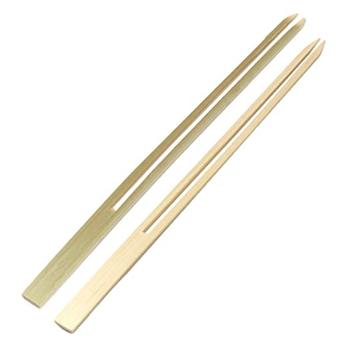 BambooMN 9mm Wide Bamboo Double Prong Fondue Sticks Barbecue Grilling Kabob Skewers, 7.1" Long, 100 Pieces