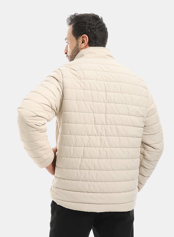 Andora جاكيت بأكمام طويلة مزخرف ذاتيًا - بيج - Image 3