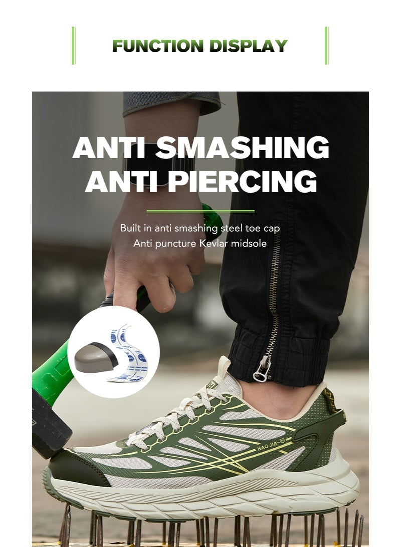 أحذية أمان رجالية ذات أصابع فولاذية، خفيفة الوزن ومريحة، مقاومة للثقب ومقاومة للانزلاق، مقاومة للتآكل ومتينة، مريحة لفترات طويلة من الوقوف، خفيفة الوزن وجيدة التهوية، أحذية عمل يمكن ارتداؤها أيضًا كأحذية رياضية عصرية. - Image 4
