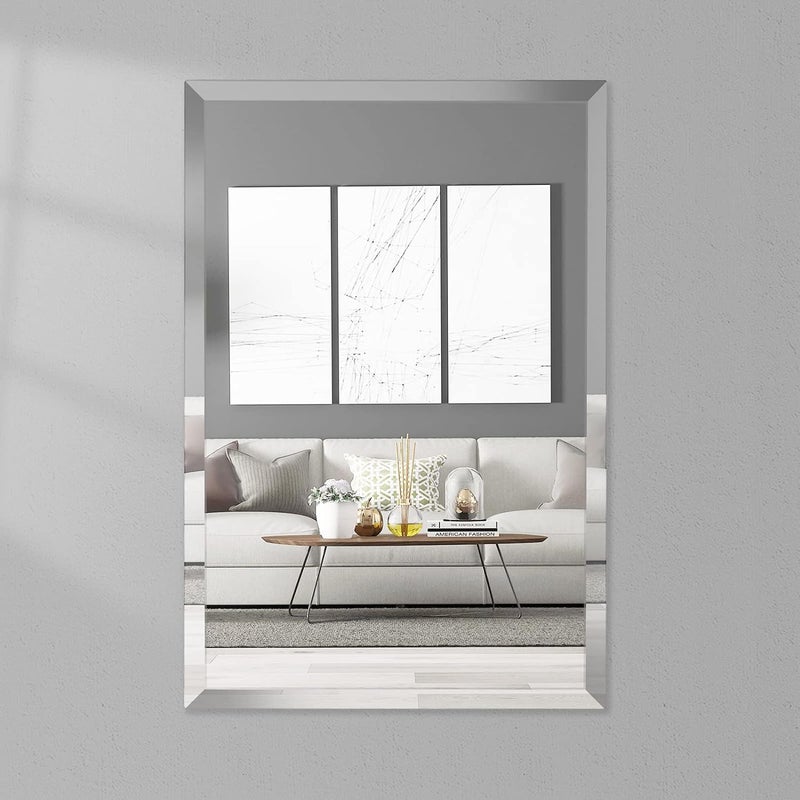 SEVEN HORSES Frameless Bevelled Wall Mirror for Dressing,Bedroom,Bathroom, Living Room,Entrance and Makeup Mirror (12 inches X 18 inches) (Rectangular) - Image 1