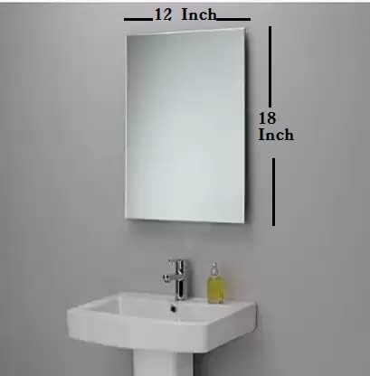 SEVEN HORSES Frameless Bevelled Wall Mirror for Dressing,Bedroom,Bathroom, Living Room,Entrance and Makeup Mirror (12 inches X 18 inches) (Rectangular) - Image 3