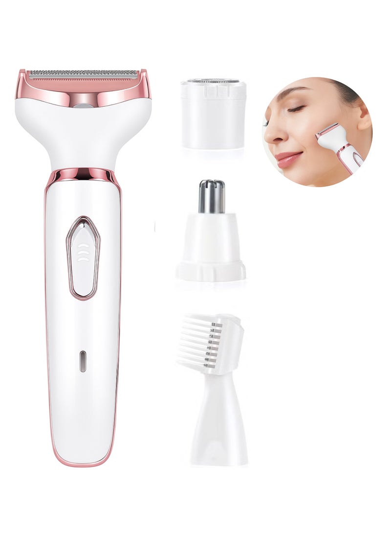 Generic 4 in 1 Electric Razor for Women Trimmer, Women's Shaver Cordless Wet and Dry Shaver for face, Legs and underarms, Replaceable Trimmer Head  - Image 1