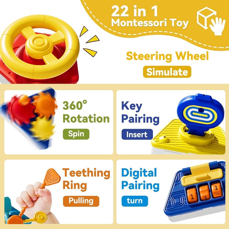 CENXI 22‑in‑1Toddler Busy Board Activity Cube Toys, Montessori Sensory Toy & Travel Leaning for Toddlers, Early Education Active Toy and Fine Motor Skills Development Toy - Image 2