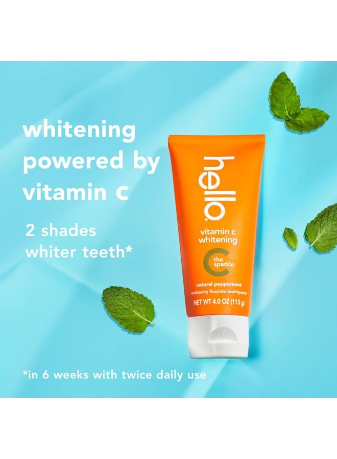 Hello Vitamin C Whitening Toothpaste with Fluoride, Whitening SLS Free Toothpaste, Up to 2 Shades Whiter Teeth, No Peroxide, Safe for Everyday Use, Natural Peppermint, 4.0 Oz - Image 4