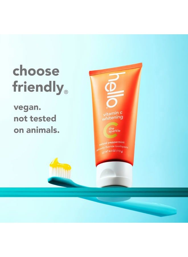 Hello Vitamin C Whitening Toothpaste with Fluoride, Whitening SLS Free Toothpaste, Up to 2 Shades Whiter Teeth, No Peroxide, Safe for Everyday Use, Natural Peppermint, 4.0 Oz - Image 5