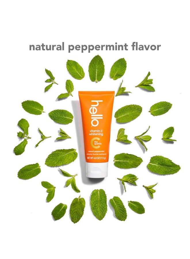 Hello Vitamin C Whitening Toothpaste with Fluoride, Whitening SLS Free Toothpaste, Up to 2 Shades Whiter Teeth, No Peroxide, Safe for Everyday Use, Natural Peppermint, 4.0 Oz - Image 3