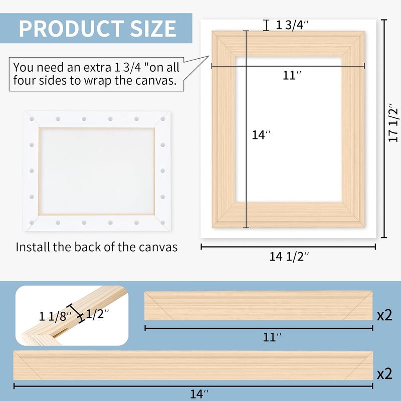 فولينج إن أرت أشرطة شد القماش DIY من ، مجموعة تأطير قماش 11x14، إطارات شد خشبية للوحات القماش والملصقات والمطبوعات - Image 2