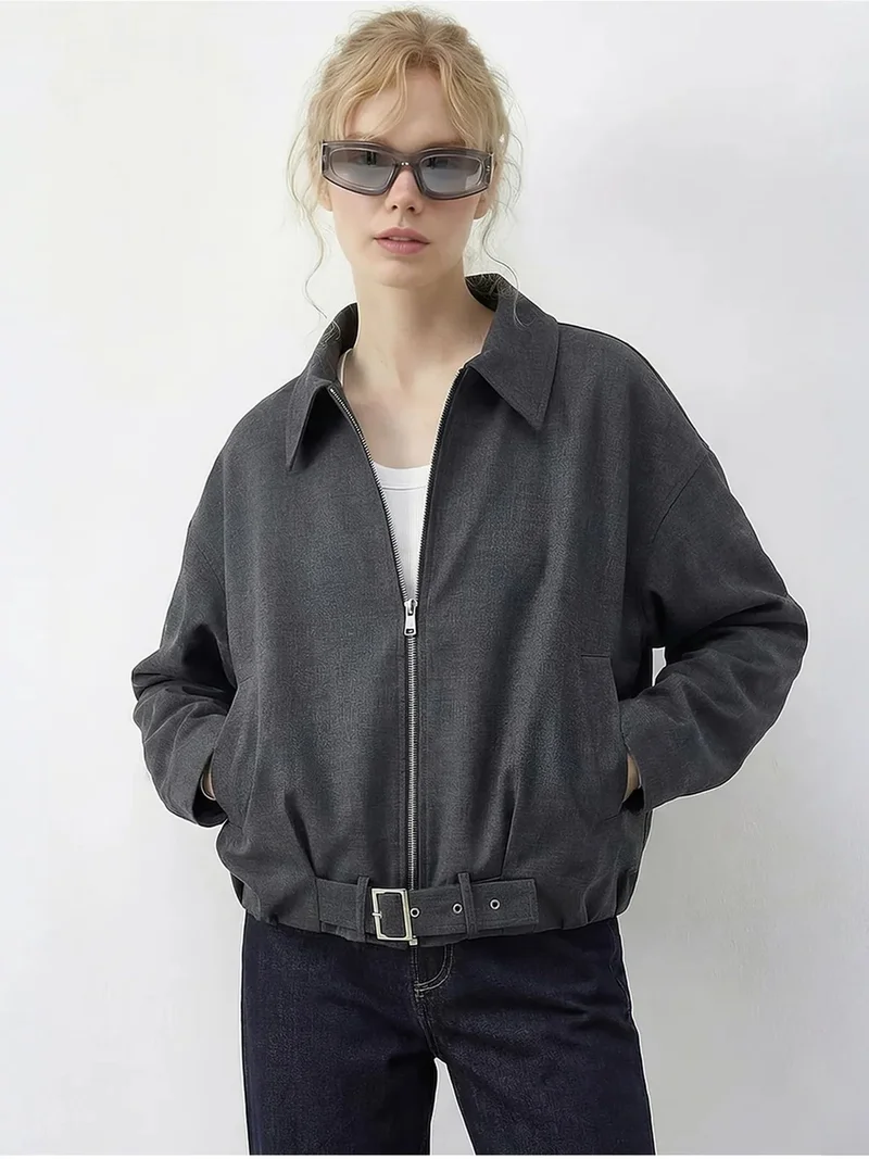 بيانكو لوتشي LUCCI Belted Oversized Bomber Jacket