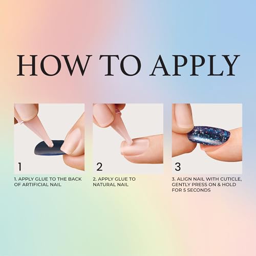 KISS Voguish Fantasy, Press On Nails, Nail Glue Included, 'Candies', Multicolor, Medium Size, Coffin Shape, Includes 28 Nails, 2g glue, 1 Manicure Stick, 1 Mini File - Image 2