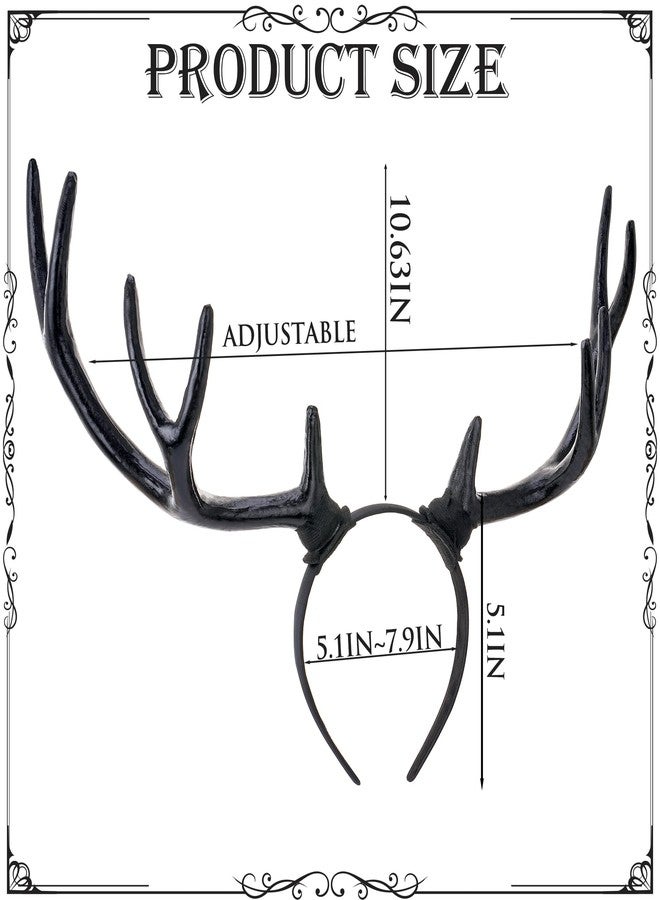 MOSTORY Black Antler Horns Headband - Devil Deer Antlers Headband Demon Reindeer Hairband for Halloween Outfit Renfaire Accessory Renaissance Cosplay Photo Shoot - Image 5