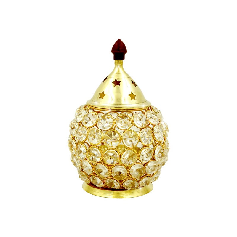 Shubhkart Shubhkart Nitya Brass Crystal Akhand Jyot Matki Diya Small Size Table Deepak Oil Lamp for Pooja Temple Tealight Holder Lalten Diwali Home Decoration Light 34 Height X 44 Length 274 Gm  - Image 1