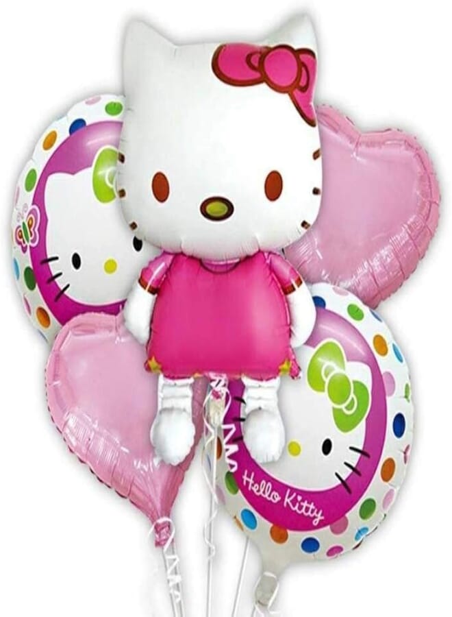 Tamona 5 Pieces Kitty Foil Balloons Kids Party Balloon bouquet Decorations