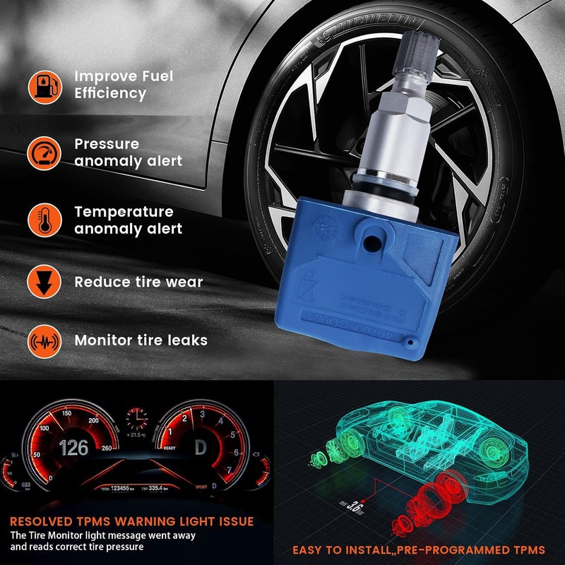 مجموعة من 4 مستشعرات TPMS لمراقبة ضغط الإطارات 315MHz متوافقة مع Murano Elegance Tesla Marginal People Titan 350Z Pathfinder Infiniti EX FX Q45 M Qx4 G Qx40 بديل لـ # 40700CD001 - Image 3
