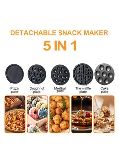 sokany 5 IN 1 Multi Snacks Maker with Donut-Meatball-Waffle-Cake-Pizza Non Stick Detachable Plates,1000W,SK-08093  - Image 3