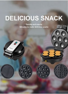 sokany 5 IN 1 Multi Snacks Maker with Donut-Meatball-Waffle-Cake-Pizza Non Stick Detachable Plates,1000W,SK-08093  - Image 4