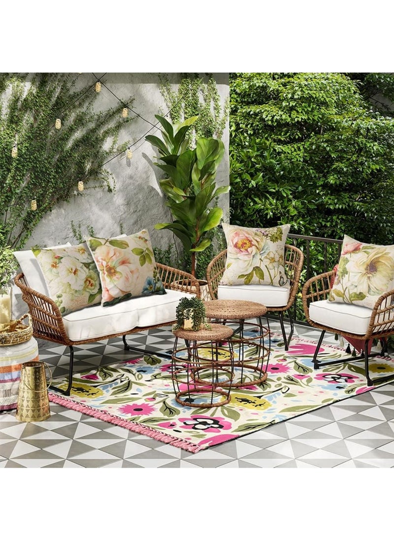 FASHION HOME مجموعة من 4 أغطية وسائد مزخرفة لغرف المعيشة والحديقة والديكور الخارجي  - Image 2