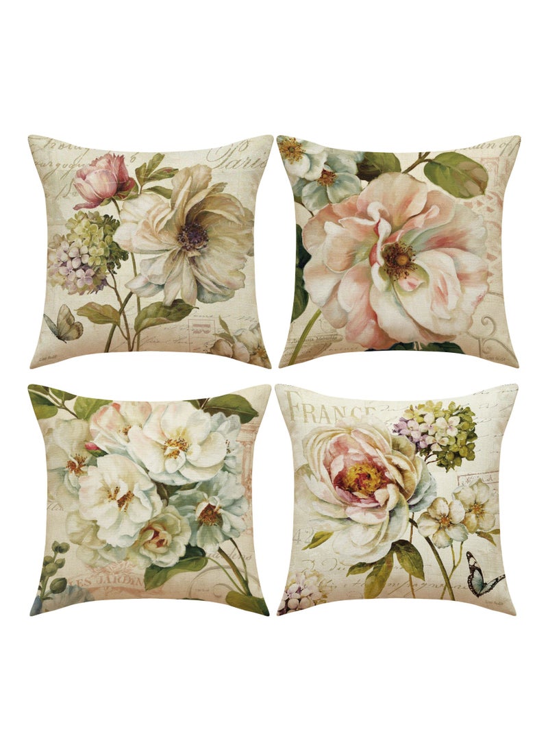 FASHION HOME مجموعة من 4 أغطية وسائد مزخرفة لغرف المعيشة والحديقة والديكور الخارجي  - Image 1