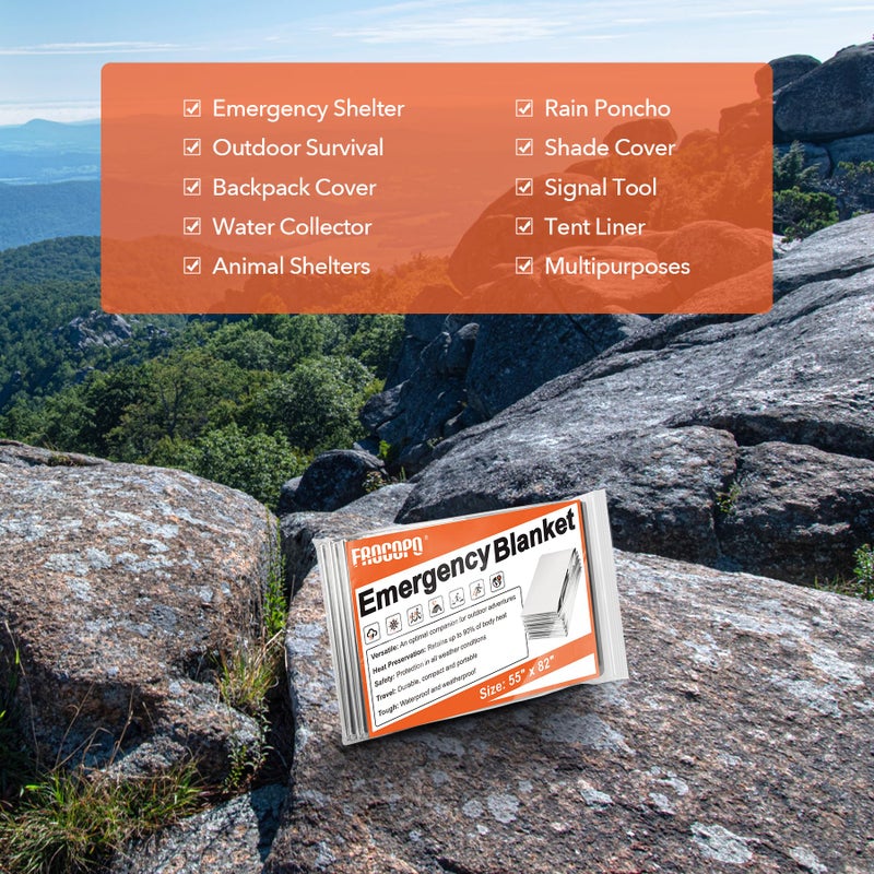 6 Pack Emergency Mylar Blanket, Emergency Blanket Space Blanket Survival Rescue Insulating Reflective foil kit Outdoors Hiking Camping Blanket Perfect for Outdoors, Hiking, Camping Survival - Image 3