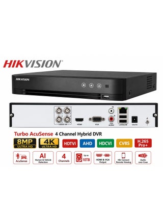 Hikvision iDS-7204HUHI-M1/E Turbo AcuSense 4 Channel Hybrid DVR – 8MP & 4K Ultra HD – Supports HDTVI / AHD / HDCVI / CVBS Analog Cameras – H.265 Pro+ - view 2