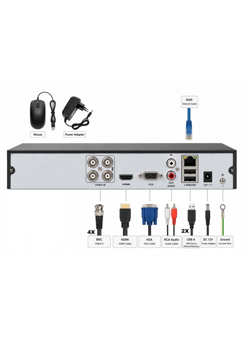 هيك فيجن Hikvision iDS-7204HUHI-M1/E Turbo AcuSense 4 Channel Hybrid DVR – 8MP & 4K Ultra HD – Supports HDTVI / AHD / HDCVI / CVBS Analog Cameras – H.265 Pro+ - Image 3
