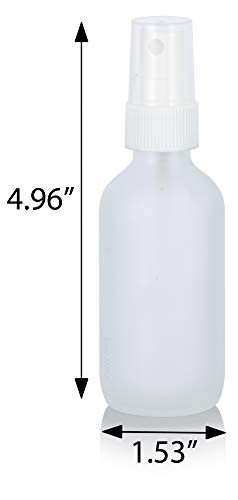 JUVITUS 2 oz Frosted Clear Glass Boston Round Bottle with White Fine Mist Spray 12 Pack - Image 3