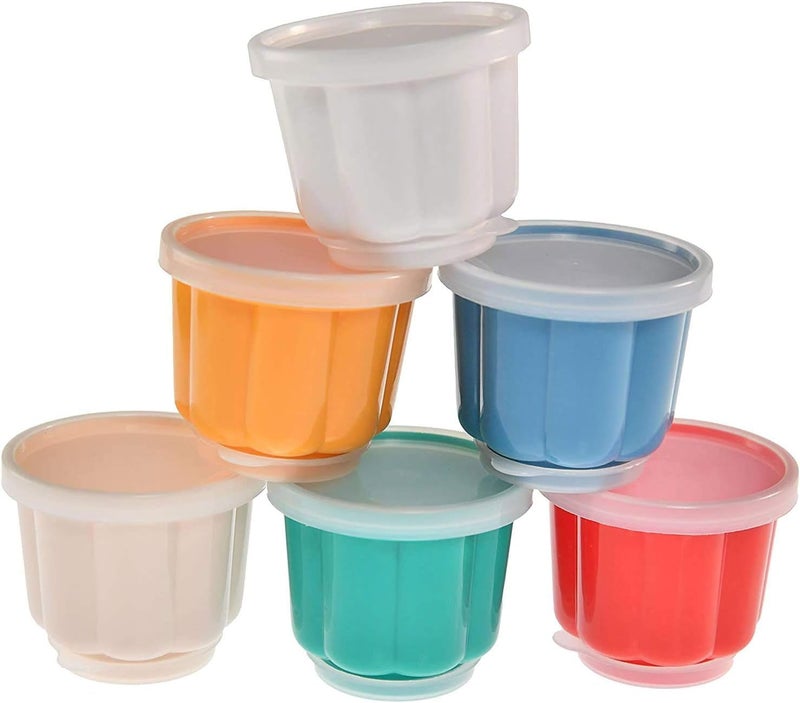 Home-X Set of 6 Small Plastic Cups with Lids - Reusable Plastic Dessert Molds for Jello, Gelatin, Ice Cream - Food and Dishwasher Safe Small Freezer Containers for Making Desserts - Image 1