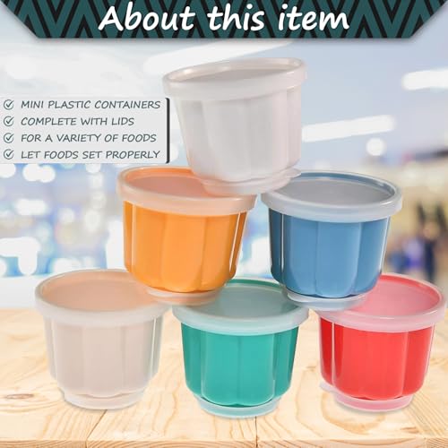 Home-X Set of 6 Small Plastic Cups with Lids - Reusable Plastic Dessert Molds for Jello, Gelatin, Ice Cream - Food and Dishwasher Safe Small Freezer Containers for Making Desserts - Image 2