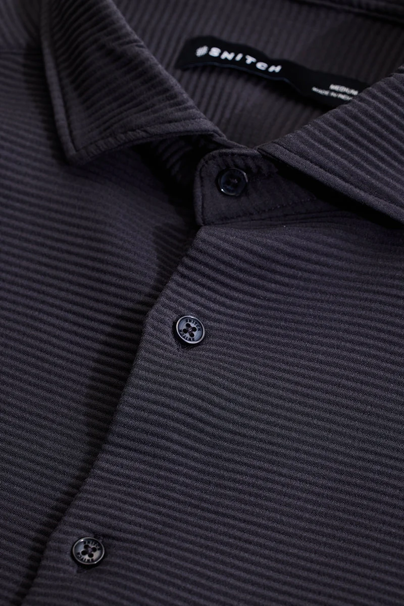 SNITCH Charcoal Grey Self-Design Shirt