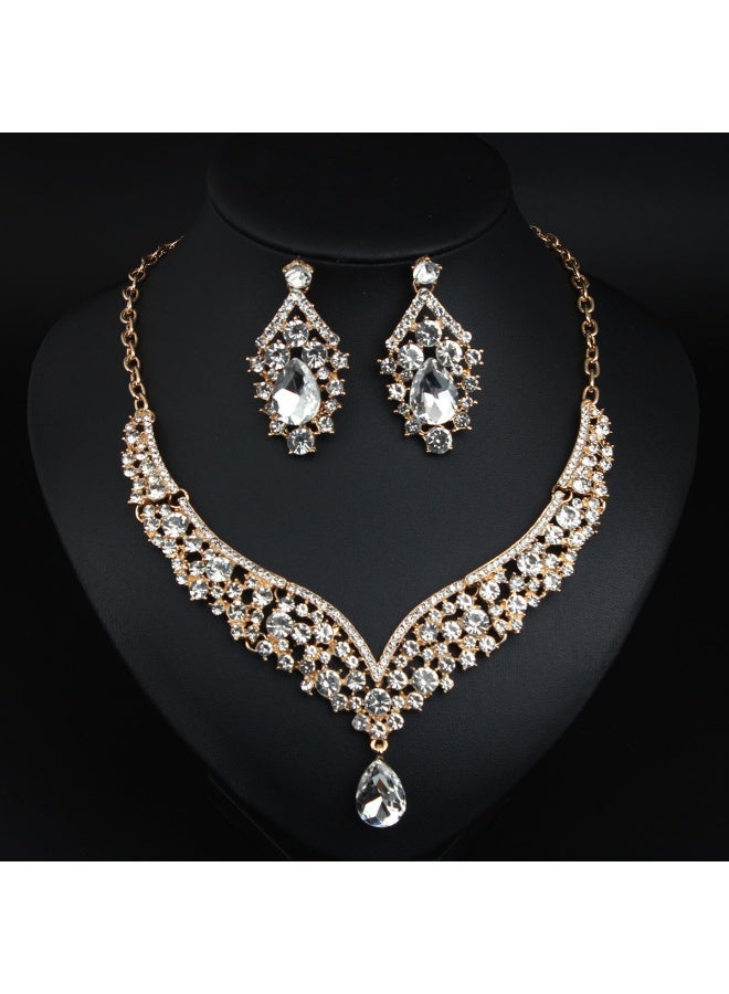 NIBEMINENT Minimalist Fashion Crystal Necklace and Earring Set