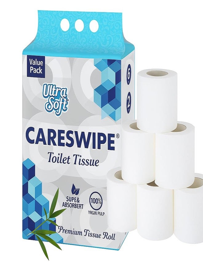 Careswipe لفائف ورق تواليت كيرسوايب | ١٠٨٠ ورقة | عبوة من ٦ لفائف | فائقة النعومة والامتصاص | قابلة للرمي في المرحاض وسهلة التقطيع | ورق حمام مزدوج الطبقات للاستخدام المنزلي والمكتبي والسفر - Image 1