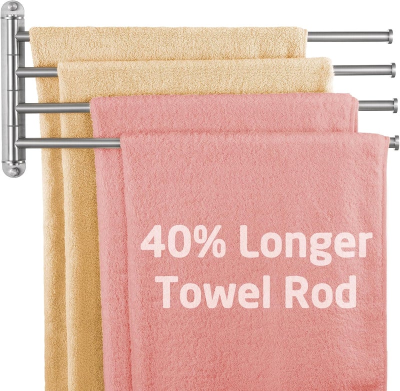 Kes Extra Long Swivel Towel Bar 19.5" 4-Arm, Swing Out Towel Rack for Bathroom Wall, Hand Towel Holder for Multiple Towels, SUS304 Stainless Steel Brushed Finish, A2103S4L50-2 - Image 1