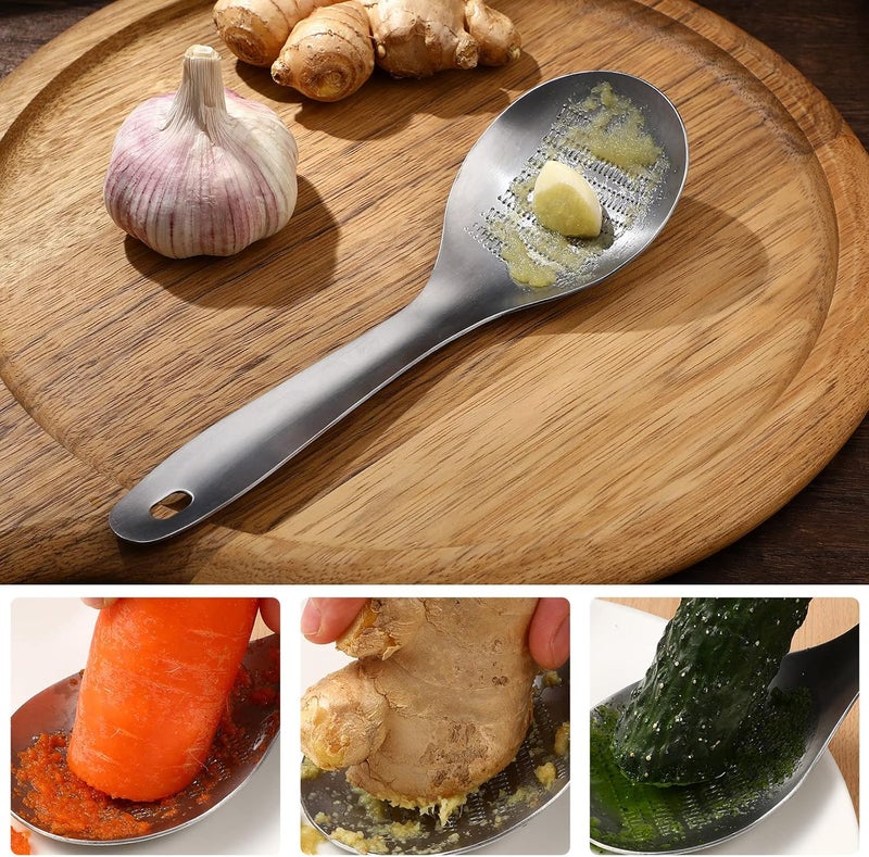 comfrt Ginger Crusher Garlic Press Mincer Spoon Shape Stainless Steel Hand Dicer Spice Crushing Tool Peeler Squeezer for Nuts Seeds - Image 3