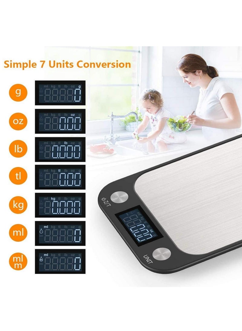 10Kg/1g Precision High Accuracy Touch on Stainless Steel Electronic Kitchen Scale Food Diet Postal Scale Digital Weighing Tools Balance for Cooking Baking - Image 3