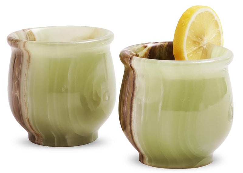 Radicaln Marble Shot Glasses 2" inches Green Onyx handmade Drinking Glasses Set of 2 For Bar accessories, Ideal Vodka, Whiskey and Tequila Glass For Home Bar - Image 1