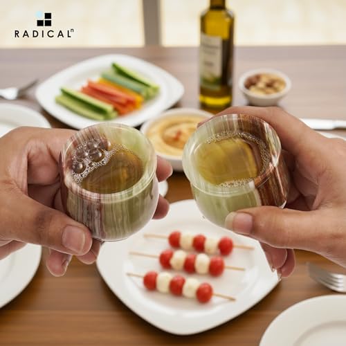 Radicaln Marble Shot Glasses 2" inches Green Onyx handmade Drinking Glasses Set of 2 For Bar accessories, Ideal Vodka, Whiskey and Tequila Glass For Home Bar - Image 2