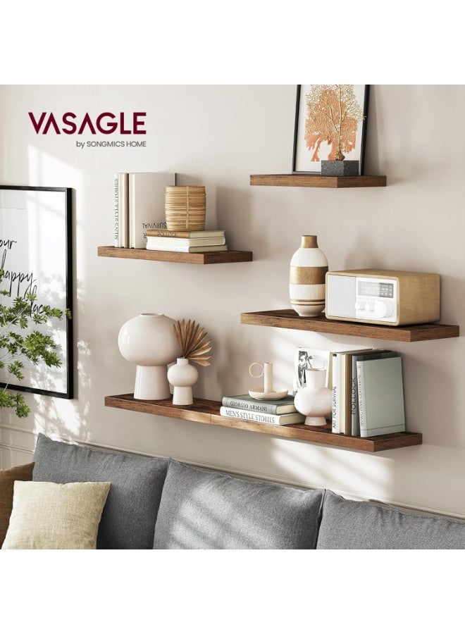 VASAGLE Wall Shelf, Vintage Floating Shelf 15.7 inch, Hanging Shelves Wall Mounted, for Photos, Decorations, Rustic Brown ULWS24BX - Image 2