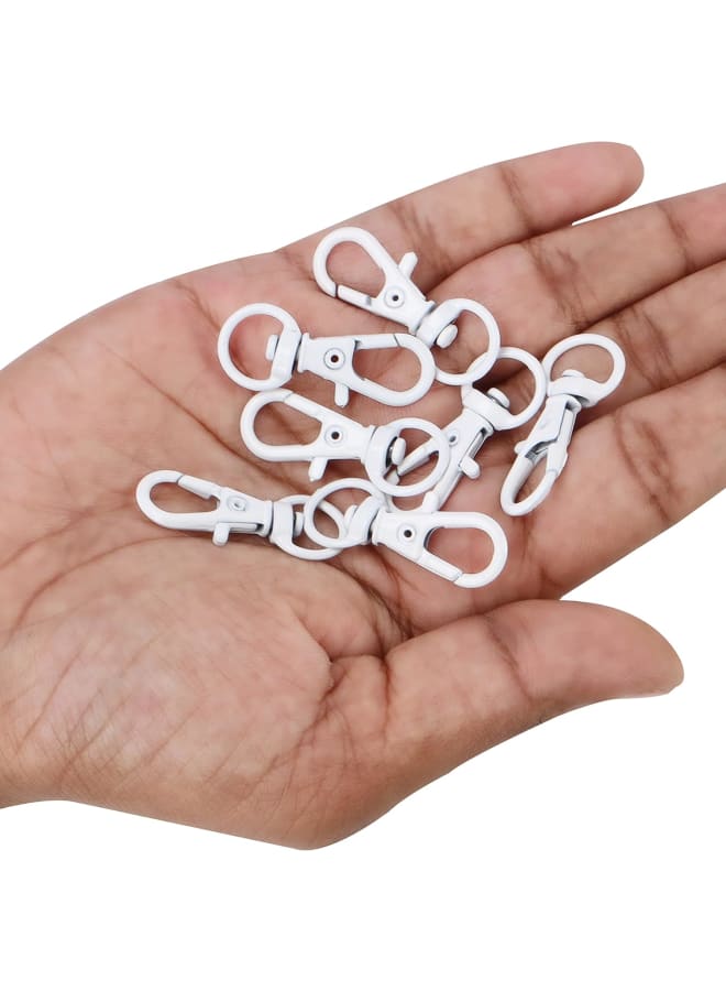 White Metal Mini Swivel Lobster Clasps (50 ) - 33mm in Length - Premium Lanyard Snap Key Hooks - Hook for Rings, Zippers, Crafts, Clips, Jewellery, Chains and Keychains - Image 3