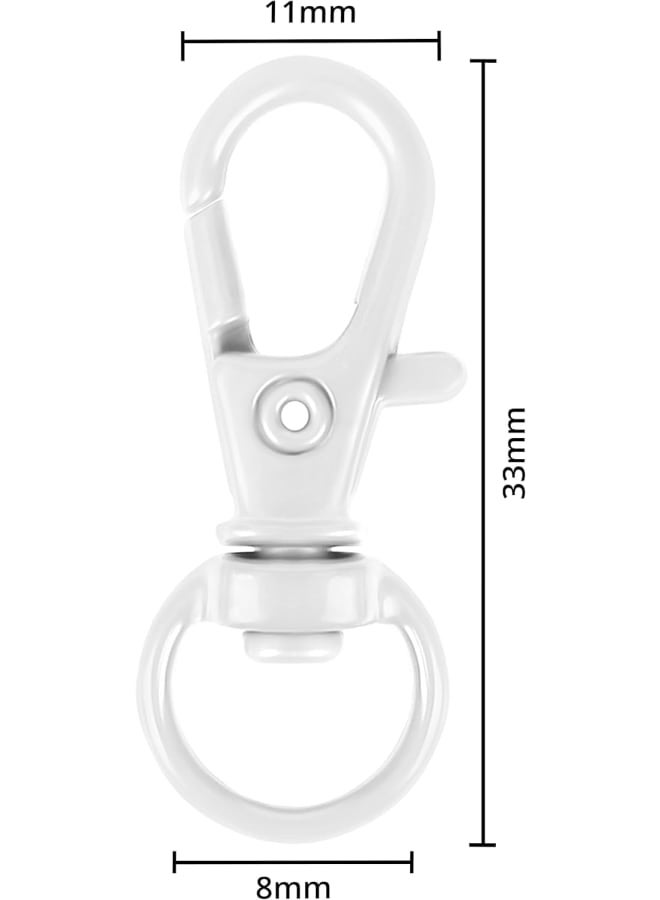 White Metal Mini Swivel Lobster Clasps (50 ) - 33mm in Length - Premium Lanyard Snap Key Hooks - Hook for Rings, Zippers, Crafts, Clips, Jewellery, Chains and Keychains - Image 2