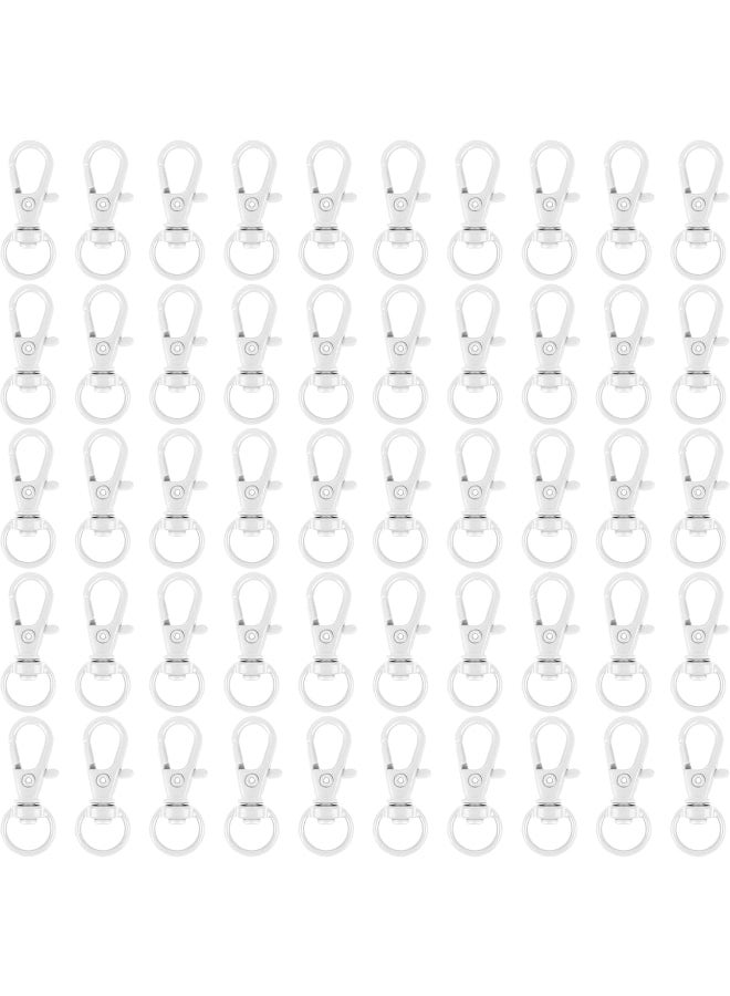 White Metal Mini Swivel Lobster Clasps (50 ) - 33mm in Length - Premium Lanyard Snap Key Hooks - Hook for Rings, Zippers, Crafts, Clips, Jewellery, Chains and Keychains - Image 1