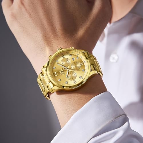 OPK Watch for Men Diamond Gold Analog Watches Waterproof Stainless Steel Casual Business Wristwatch - Image 4