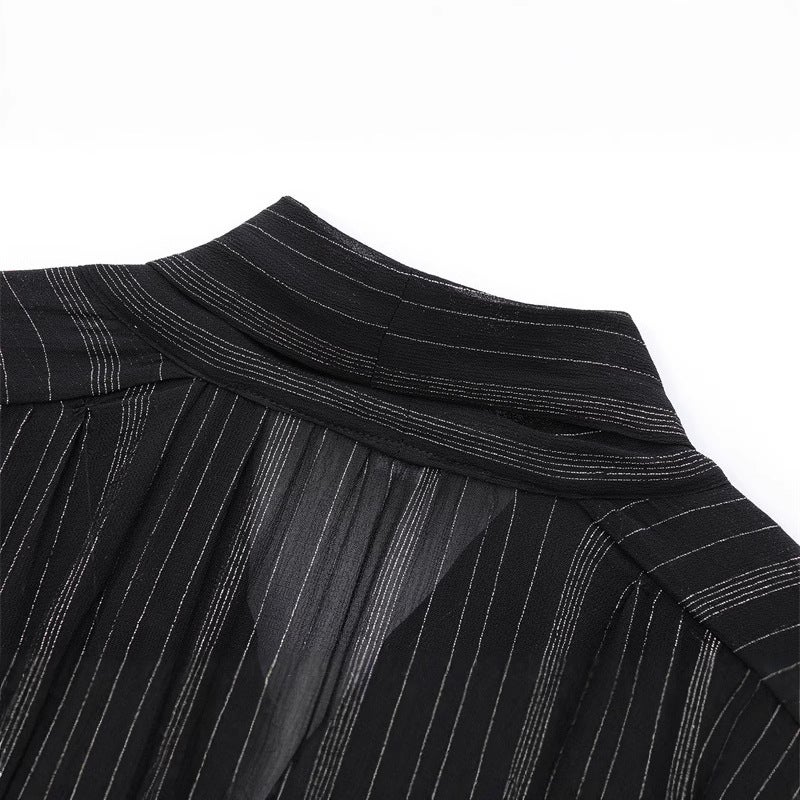 Saw Independent Station New Style Women'S Fashion Temperament Metal Line Long Sleeve Round Neck Shirt 7521259 - Image 5