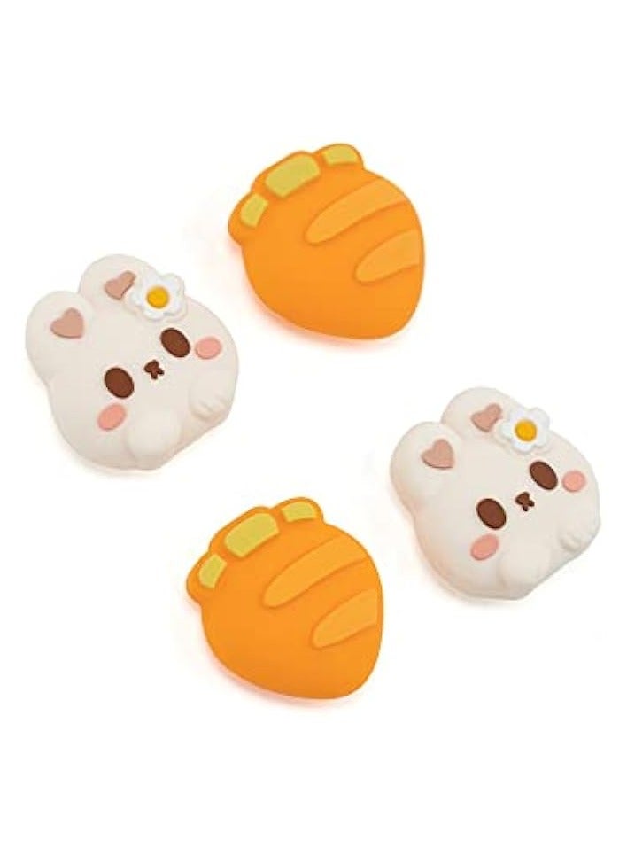 PROMASS Cute Silicone Joycon Thumb Grip Caps, Joystick Cover Compatible with Nintendo Switch/OLED/Switch Lite, 4PCS - Rabbit & Carrot - Image 1