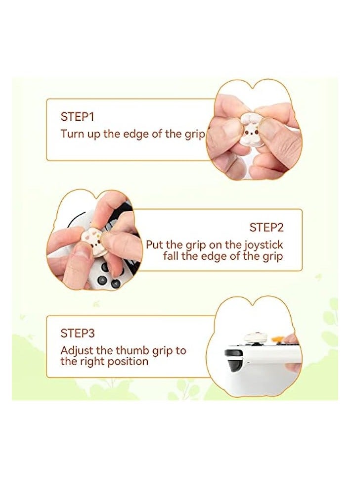 PROMASS Cute Silicone Joycon Thumb Grip Caps, Joystick Cover Compatible with Nintendo Switch/OLED/Switch Lite, 4PCS - Rabbit & Carrot - Image 4