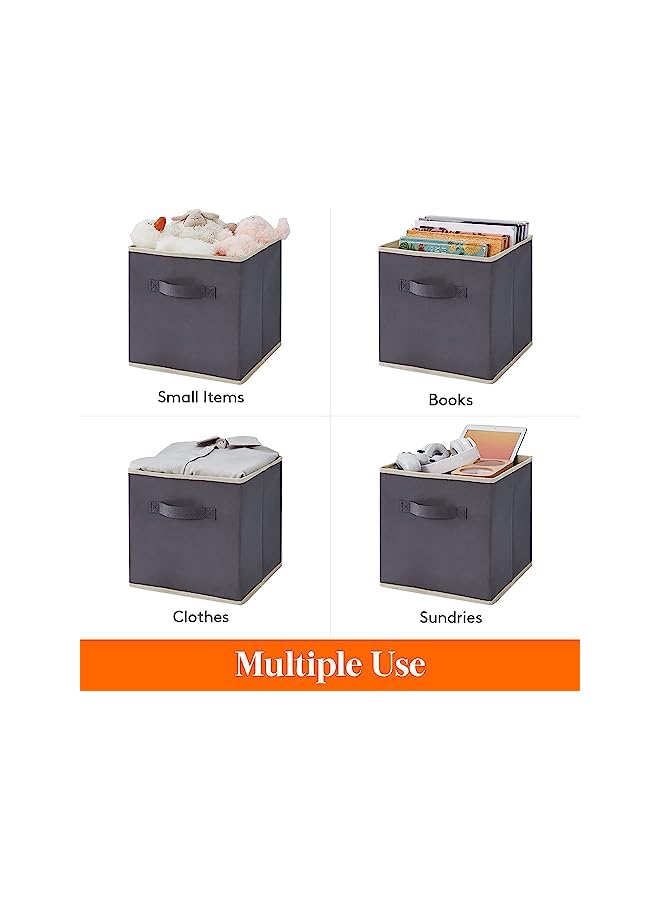 Zaboon Collapsible Storage Cubes6 Pcs13 Inch Foldable Fabric Binsmulticolor Organizerstoys Organizershelf Cabinet Grey - Image 2